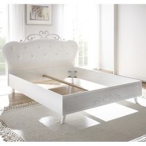 Nevea Faux Leather King Size Bed In Serigraphed White