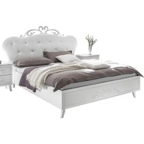 Nevea Faux Leather King Size Bed In Serigraphed White