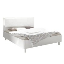 Soxa LED Wooden King Size Bed In Serigraphed White