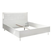 Soxa LED Wooden King Size Bed In Serigraphed White