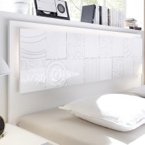 Soxa LED Wooden King Size Bed In Serigraphed White