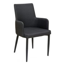 Divina Black Fabric Upholstered Carver Dining Chairs In Pair