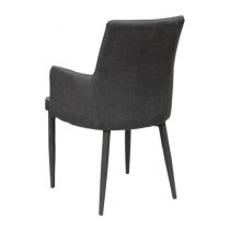 Divina Black Fabric Upholstered Carver Dining Chairs In Pair