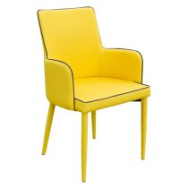 Divina Yellow Fabric Upholstered Carver Dining Chairs In Pair