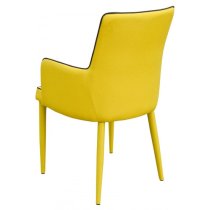 Divina Yellow Fabric Upholstered Carver Dining Chairs In Pair