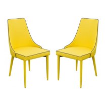 Divina Yellow Fabric Upholstered Dining Chairs In Pair