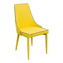 Divina Yellow Fabric Upholstered Dining Chairs In Pair