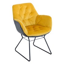 Titania Two Tone Faux Leather Dining Chair In Yellow