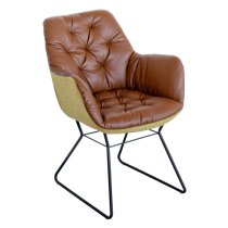 Titania Brown Two Tone Faux Leather Dining Chairs In Pair