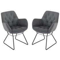 Titania Grey Two Tone Faux Leather Dining Chairs In Pair