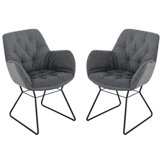 Titania Grey Two Tone Faux Leather Dining Chairs In Pair