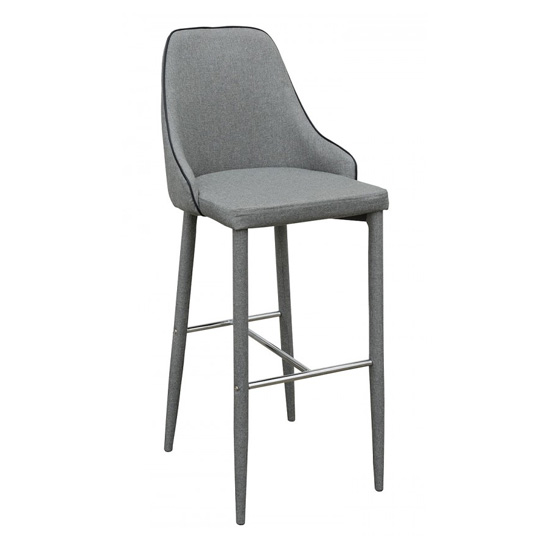 Divina Fabric Upholstered Bar Stool In Grey