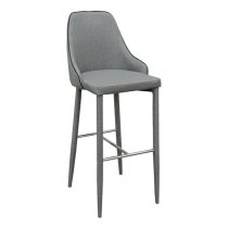 Divina Grey Fabric Upholstered Bar Stools In Pair