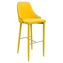 Divina Yellow Fabric Upholstered Bar Stools In Pair