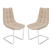 Mintaka Beige Faux Leather Dining Chairs In Pair