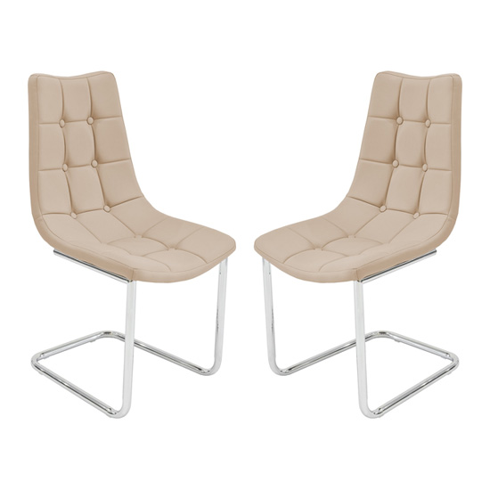 Mintaka Beige Faux Leather Dining Chairs In Pair