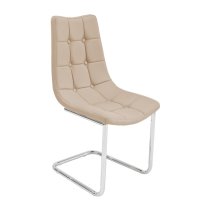 Mintaka Beige Faux Leather Dining Chairs In Pair