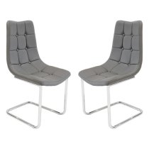 Mintaka Grey Faux Leather Dining Chairs In Pair