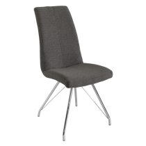 Mekbuda Dark Grey Fabric Upholstered Dining Chair In Pair