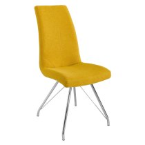 Mekbuda Yellow Fabric Upholstered Dining Chair In Pair