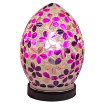 Izar Small Magenta Flower Egg Design Mosaic Glass Table Lamp