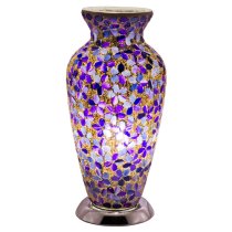 Izar Medium Purple Flower Design Mosaic Glass Vase Table Lamp