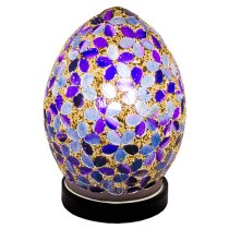 Izar Small Purple Flower Egg Design Mosaic Glass Table Lamp