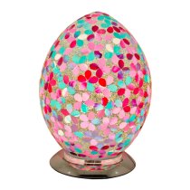 Izar Medium Pink Flower Egg Design Mosaic Glass Table Lamp