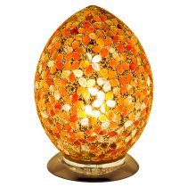 Izar Medium Amber Flower Egg Design Mosaic Glass Table Lamp