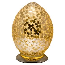 Izar Medium Gold Flower Egg Design Mosaic Glass Table Lamp