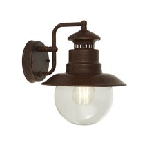 Station Outdoor Wall Light In Rustic Brown With Clear Acrylic