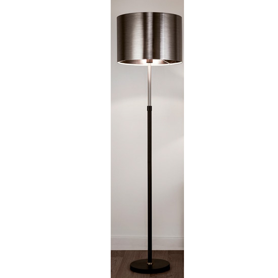 Grafias Chrome Shade Floor Lamp With Brushed Black