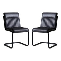 Catila Grey Faux Leather Dining Chairs In Pair