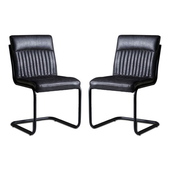 Catila Grey Faux Leather Dining Chairs In Pair