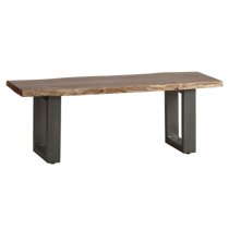 Catila Live Edge Medium Wooden Dining Bench In Oak