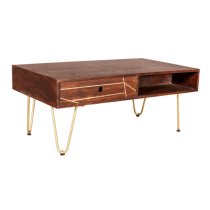 Chort Rectangular Wooden Coffee Table In Dark Walnut