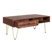 Chort Rectangular Wooden Coffee Table In Dark Walnut