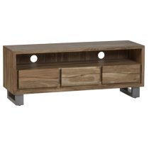 Catila Live Edge Wooden TV Stand In Oak With 3 Drawes