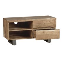 Catila Live Edge Wooden TV Stand In Oak With 2 Drawes