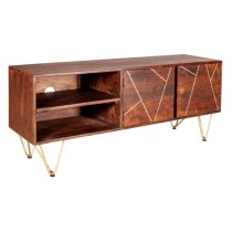 Chort Wooden TV Stand In Dark Walnut With 2 Doors 1 Shelf