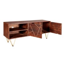 Chort Wooden TV Stand In Dark Walnut With 2 Doors 1 Shelf