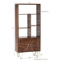 Chort Wooden Bookcase In Dark Walnut With 2 Doors 5 Shelves