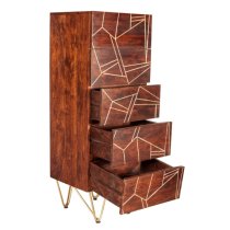 Chort Wooden Chest Of Drawers In Dark Walnut With 5 Drawers