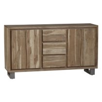 Catila Live Edge Wooden Sideboard In Oak With 2 Doors 3 Drawers