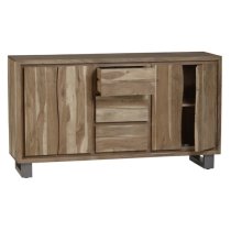 Catila Live Edge Wooden Sideboard In Oak With 2 Doors 3 Drawers