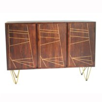 Chort Wooden Sideboard In Dark Walnut With 3 Doors