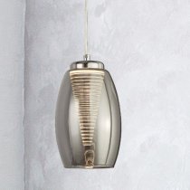 Cyclone Wall Hung 1 Pendant Light In Chrome With Smoked Glass