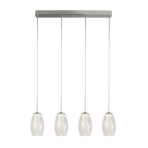 Cyclone Wall Hung Bar 4 Pendant Light In Chrome With Clear Glass