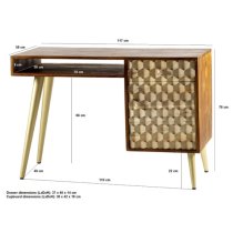 Nosid Wooden Laptop Desk In Dark Walnut With 1 Door 1 Drawer