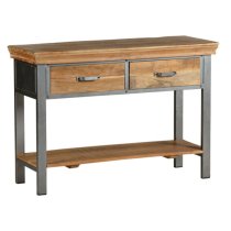 Metapoly Industrial Console Table In Acacia With 2 Drawers